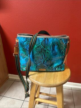 Blue Teal Snakeskin Crossbody Bag - Women